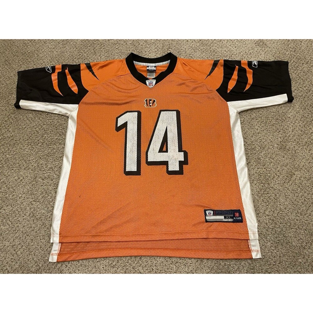 VINTAGE NFL BENGALS JERSEY #14 | DALTON | REEBOK MENS SIZE XLARGE